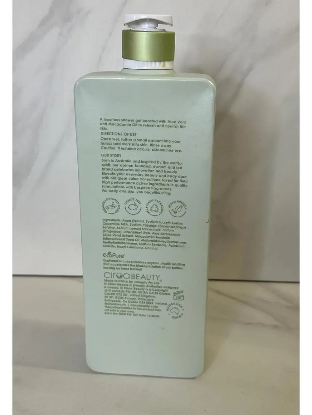 Ciroa Beauty Aloe Vera & Macadamia Oil shower gel 33.8oz/1 liter
